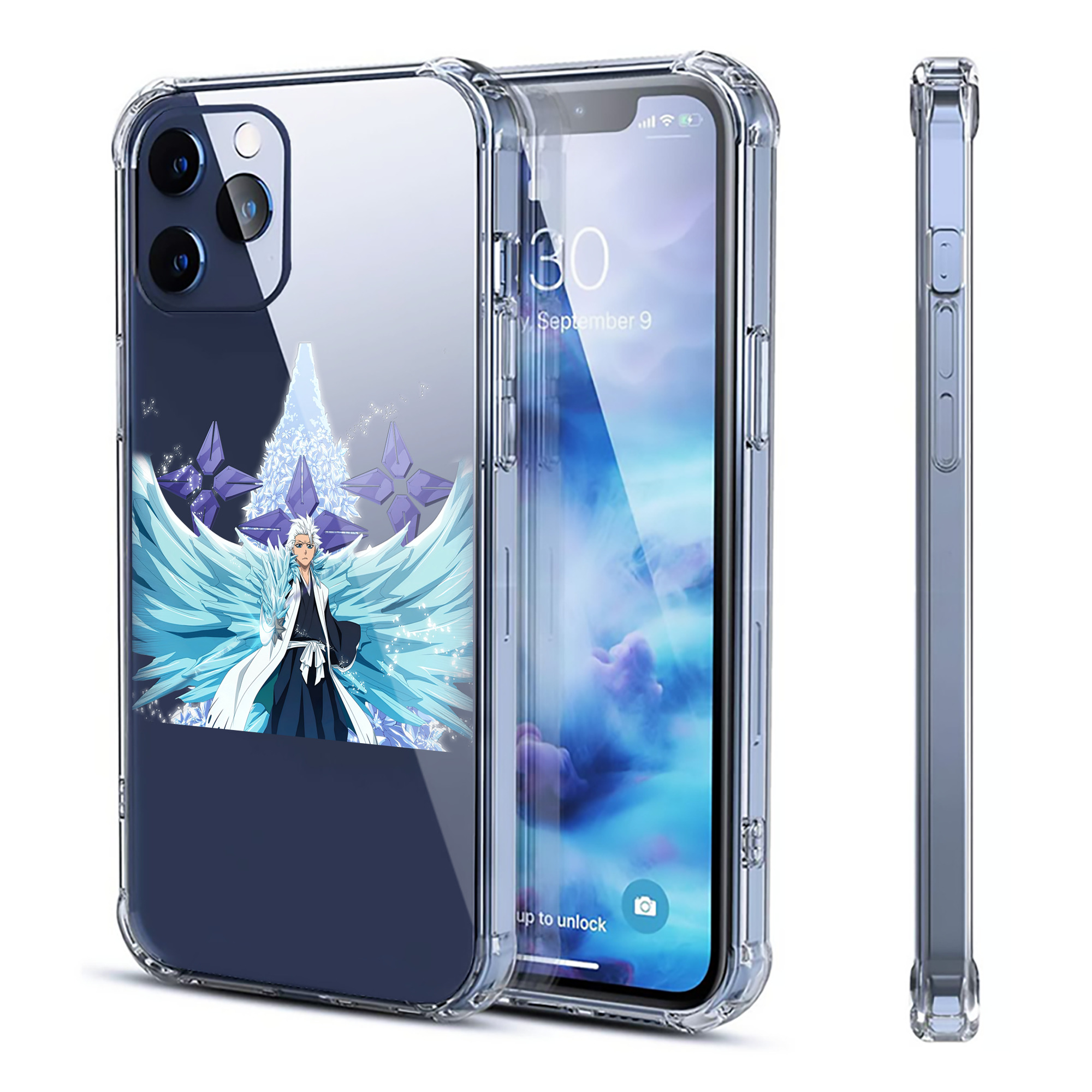 （画像用） ブリーチ 日番谷冬獅郎（ひつがや とうしろう） BLEACH Hitsugaya Toushirou 【iPhone 12シリーズ対応】透明スマホケース（クリアソフトケース）
